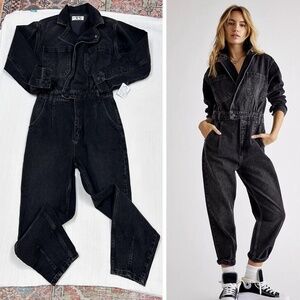 NWT WE THE FREE Free People Black Denim Maris Coverall - sz XS